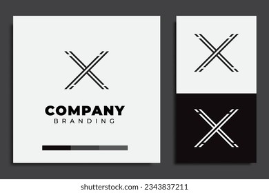 logo and business card template with the letter x