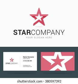 Logo and business card template with star shape. Vector illustration in flat style.