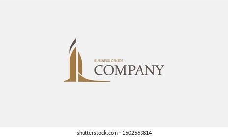 Logo for the business center. High-rise office building in the logo. High-rise building icon. Skyscraper building.  