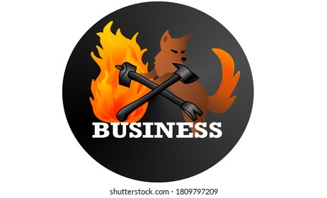 Logo business, flame, halligan, hatchet and fox