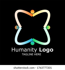 Logo for business and humanity with illustrations of human connections that form stars / flowers. Vector logo of human relations.