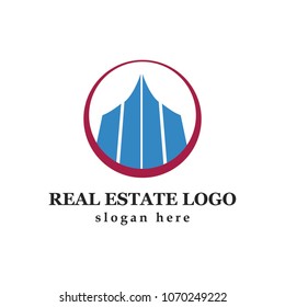 Logo business modern 2018. Abstract Houses and skyscrapers Logo on the Simple mountain with modern style for real estate industrial company. Isolated vector illustration home logo icon