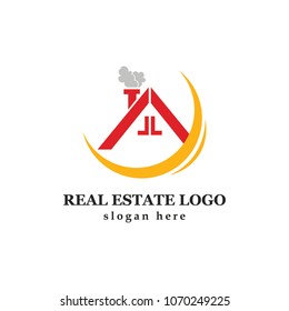 Logo business modern 2018. Abstract Houses and skyscrapers Logo on the Simple mountain with modern style for real estate industrial company. Isolated vector illustration home logo icon