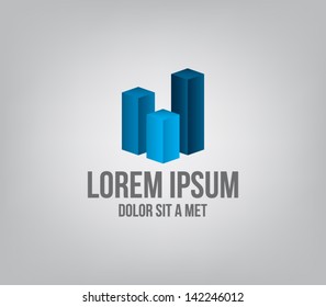 Logo business real state skyscraper symbol / icon isolated, building. Template