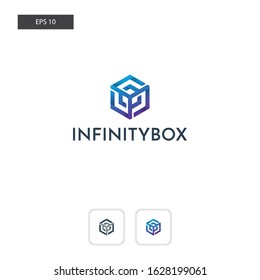 logo business services for shipping or logistics suppliers. geometric fields mean as unlimited for a shipment. with flat style and gradient color, modern logo. mobile logo app. web vector