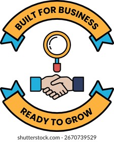 Um logotipo para uma empresa que foi criada para negócios. O logotipo apresenta uma lupa e duas mãos tremendo. O logotipo é preto e branco e tem uma fita em torno dele