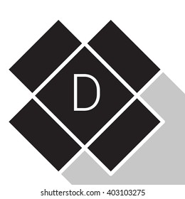 logo for businesses engaged in delivery and packaging. an open black box of flat modern style with letter D. vector illustration