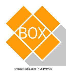 logo for businesses engaged in delivery and packaging. an open orange box of flat modern style with word: box. vector illustration