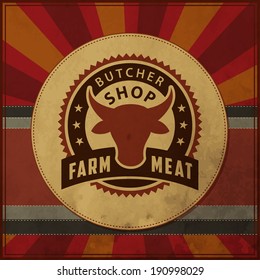 logo butcher badge meat vector retro styled vector labels of butcher shop logo butcher badge meat vector bovine animal classical product ranch knife isolated swine natural killing nurture pork market