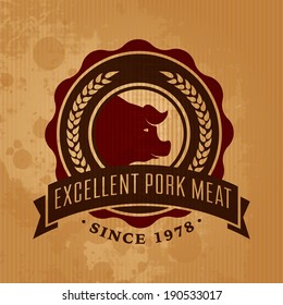 logo butcher pork meat farm vector retro styled vector tag of butcher store logo butcher pork meat farm vector cow animal classical product knife isolated swine natural fatal aliment pig market pure m