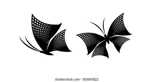 Logo butterfly in a cage. Vector