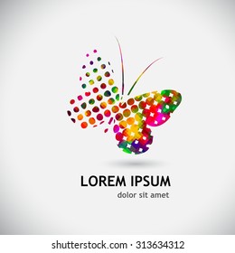 Logo butterfly colored circles. Vector