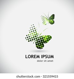 Logo butterfly colored circles. Vector
