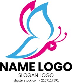 logo butterfly colorful modern simple