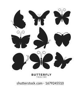 Logo Butterfly Icon Vector Design Animals Silhouette