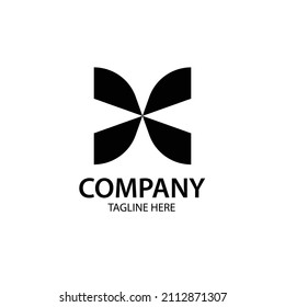Logo Butterfly Modern Monogram Black and White Editable
