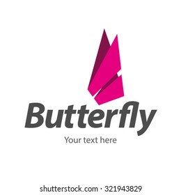 Logo Butterfly Paper Pink Template Vector