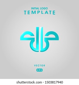 Logo butterfly template with gradient style color blue vector eps 10