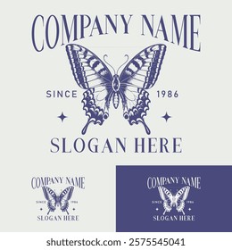 Logo Butterfly Vintage Luxury Logo for Spa, Beauty, Farm, Natural