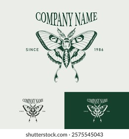 Logo Butterfly Vintage Luxury Logo for Spa, Beauty, Farm, Natural