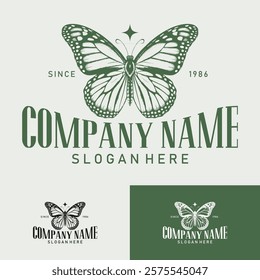 Logo Butterfly Vintage Luxury Logo for Spa, Beauty, Farm, Natural