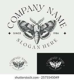 Logo Butterfly Vintage Luxury Logo for Spa, Beauty, Farm, Natural