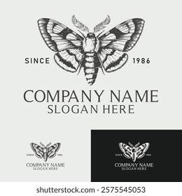 Logo Butterfly Vintage Luxury Logo for Spa, Beauty, Farm, Natural