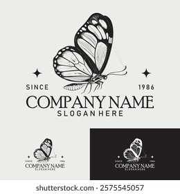 Logo Butterfly Vintage Luxury Logo for Spa, Beauty, Farm, Natural