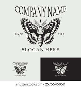 Logo Butterfly Vintage Luxury Logo for Spa, Beauty, Farm, Natural