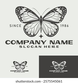 Logo Butterfly Vintage Luxury Logo for Spa, Beauty, Farm, Natural