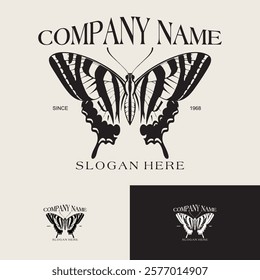 Logo Butterfly Vintage Luxury Logo for Spa, Beauty, Farm, Natural