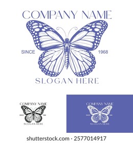 Logo Butterfly Vintage Luxury Logo for Spa, Beauty, Farm, Natural