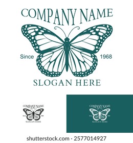 Logo Butterfly Vintage Luxury Logo for Spa, Beauty, Farm, Natural