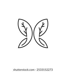 Logo butterfly wing leaf line sketch unique design with blank background