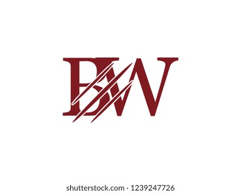 the logo of the BW letter with the style of scratching the incision