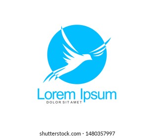 logo by displaying the concept of a free-flying bird and earth. prioritizing for customer service, freedom, fast service, company logos, transportation services and shipping of goods