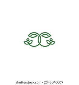 ilustración vectorial de la hoja verde de diseño del logotipo C