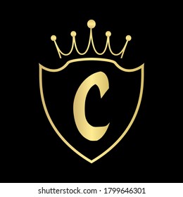 Logo C Gold Letter Logo Design With Simple style