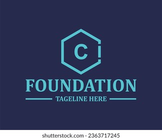 Logo C inicial C con diseño heksagon 