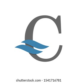 logo C letter with double wave 