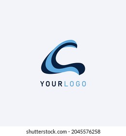 Vector de estilo de onda de la letra C del logotipo