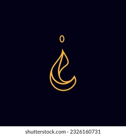 Logo C line art water drop technology oil natural