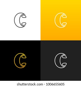 Logo C. Linear logo of the letter c for companies and brands with a yellow gradient. Set of minimalistic monogram design.