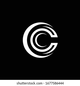 Monograma C letra moderna, emblema elegante de tarjeta de presentación en formato CC, símbolo de líneas superpuestas
