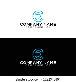 Logotipo C monograma letra moderna, emblema de tarjeta comercial elegante de imitación CC, símbolo de líneas superpuestas