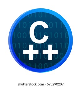 Logo C++ Programming Language Icon. Vector illustration on Topic of Popular High-level Coding.
