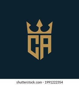 logo CA or AC with crown icon vector.	