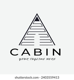 logo cabin line art logo vector concept with emblem  illustration template design. icon home design