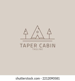 The logo of the cabin or tent that is pointed and also has a tree.