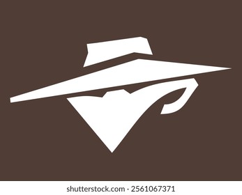 Logo for a cafe. Coffee cup with hat. Cowboy coffee. Gangster cafe. Fragrant coffee in a mug